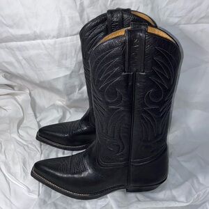 EUC Sancho Black Leather Pointed Toe Western Cowboy Boots